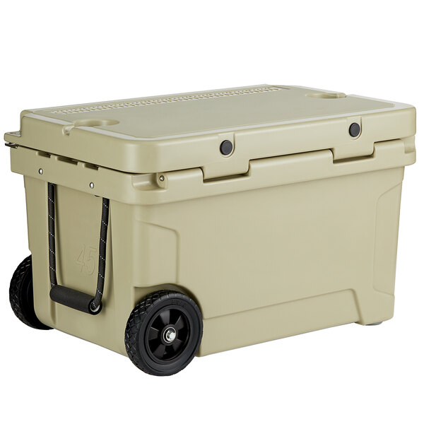 CaterGator CG45TANW Tan 45 Qt. Mobile Rotomolded Extreme Outdoor Cooler