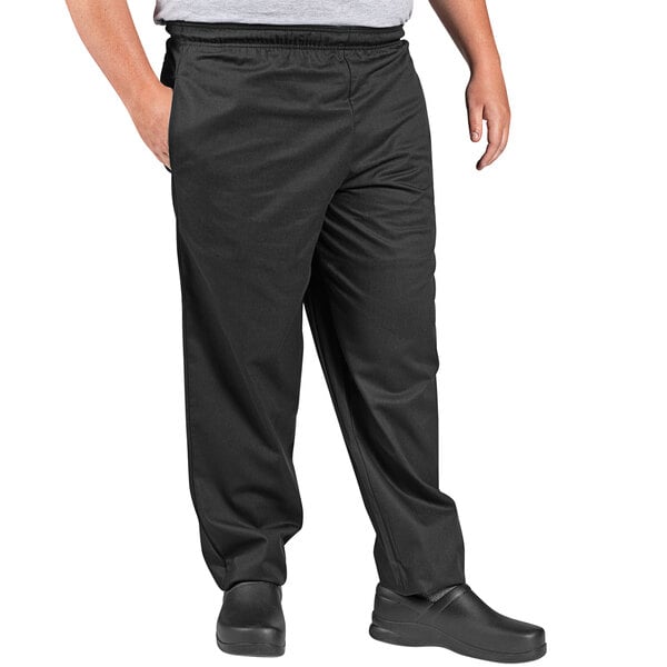 A person wearing Uncommon Chef black pants.