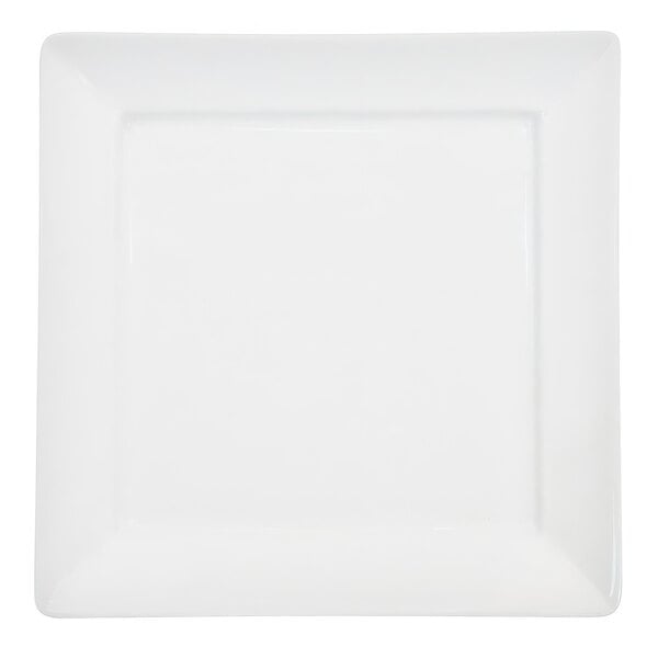 A CAC Paris white square porcelain plate with a square white border.