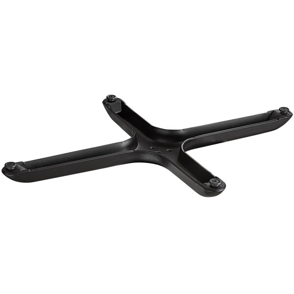 A black metal cross bar with screw holes.