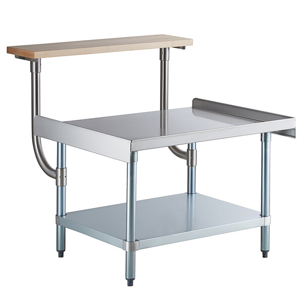 a metal and wood table