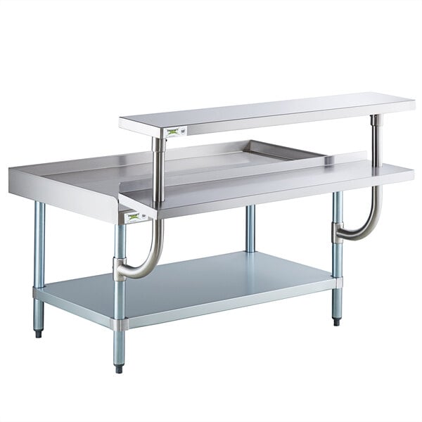 A Regency stainless steel equipment stand with two shelves.