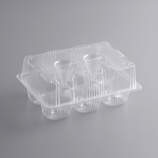 Clear Plastic 6 Compartment Muffin Containers - Disposable Cupcake