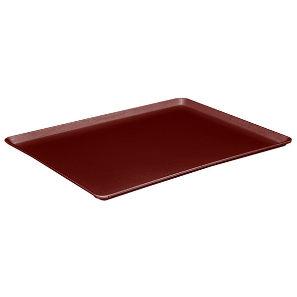 A burgundy rectangular MFG Tray on a white background.