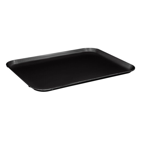 A black rectangular MFG Tray cafeteria tray.