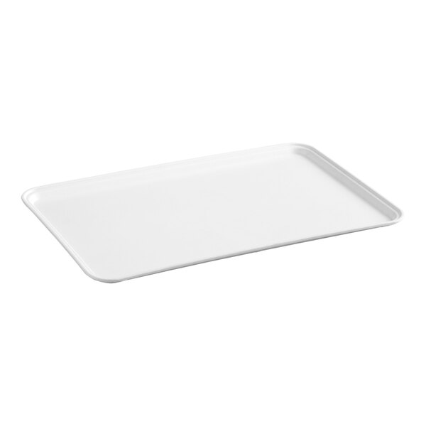 A white rectangular low profile fiberglass dietary tray.