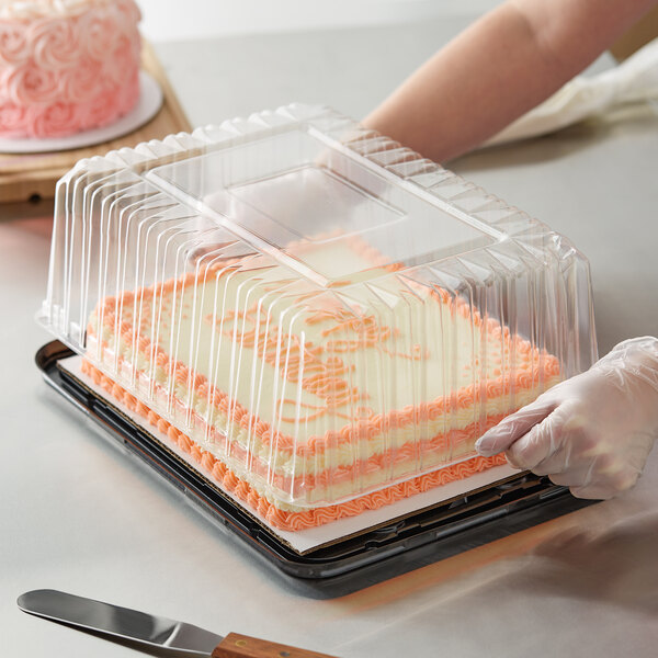 Quarter Sheet Cake Pan with Plastic Dome Lid - Case of 100 #1200P