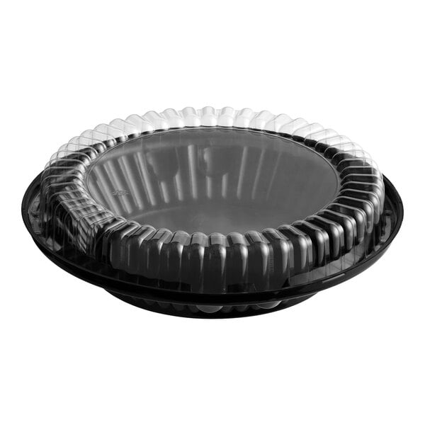 Choice 10" Black Pie Container with Clear Low Dome Lid - 25/Pack
