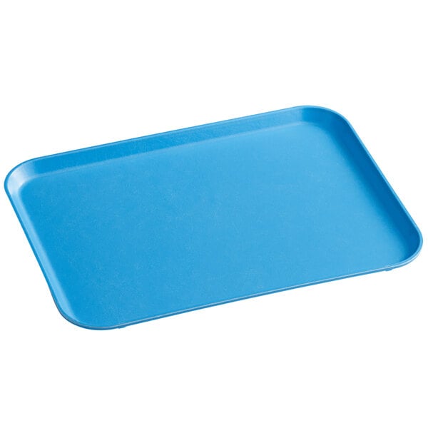 A sky blue rectangular fiberglass MFG Tray on a white background.