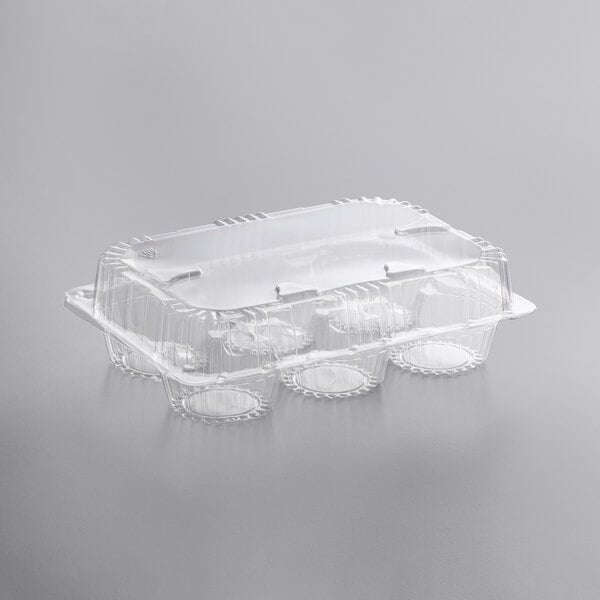 Choice 3-Compartment Clear PET Plastic 4 oz. Cupcake / Muffin