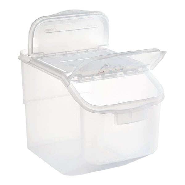 An Araven polypropylene ingredient bin with a lid.