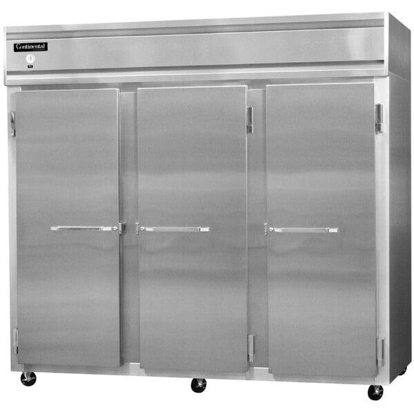 The open doors of a Continental Refrigerator 3FEN Reach-In Freezer.
