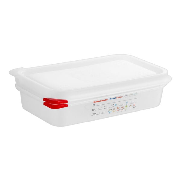 Araven 03026 1/4 Size Translucent Polypropylene Food Pan with Airtight Lid - 2 1/2" Deep