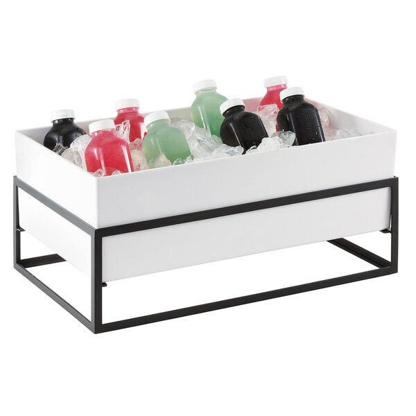 a black bottle with a white cap