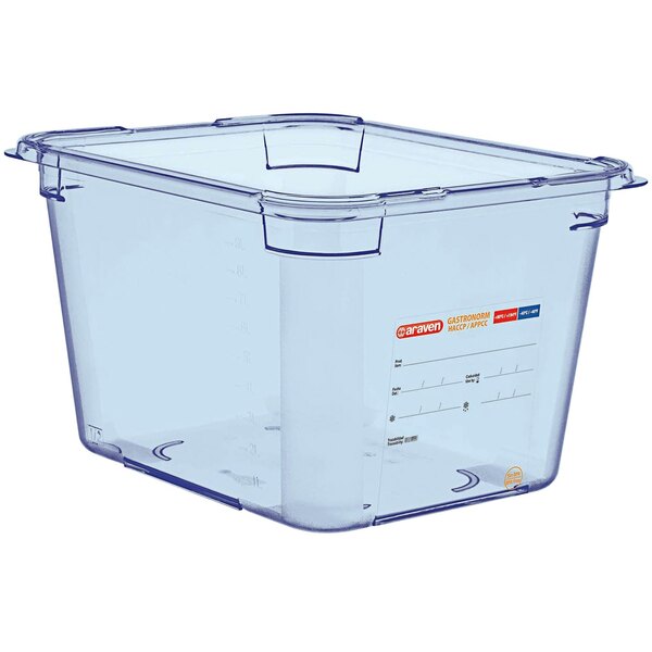 An Araven blue ABS plastic food pan.