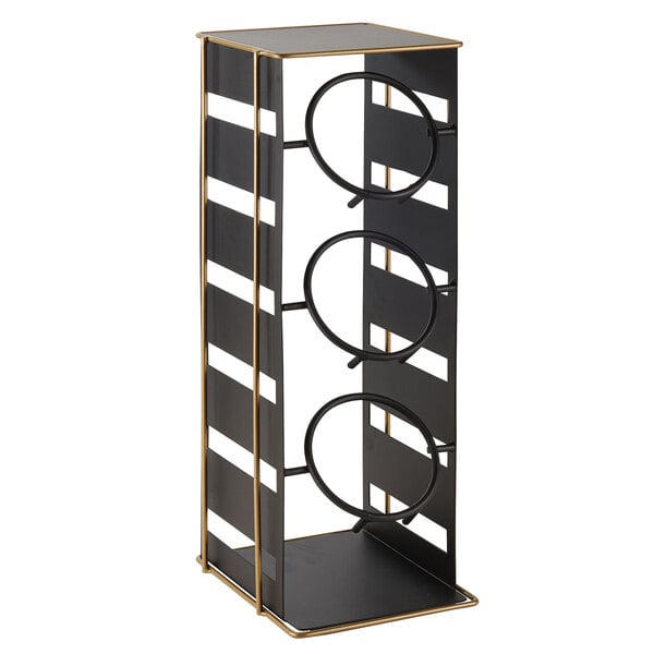 a black metal rack with rings