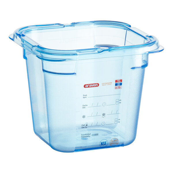 An Araven blue ABS plastic food pan.