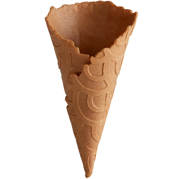 a close-up of a waffle cone
