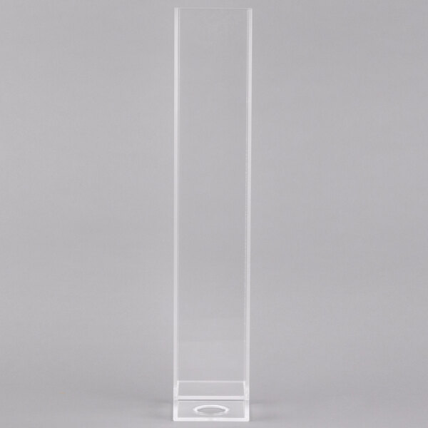 A clear rectangular ice chamber with a circle in the middle on a white background.