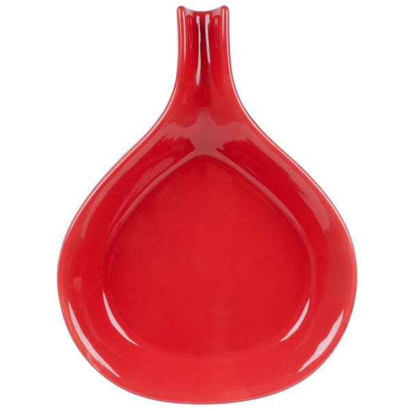 a close-up of a red plate