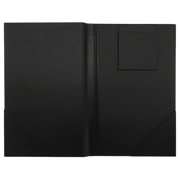 A black rectangular check presenter with a green square in the middle.