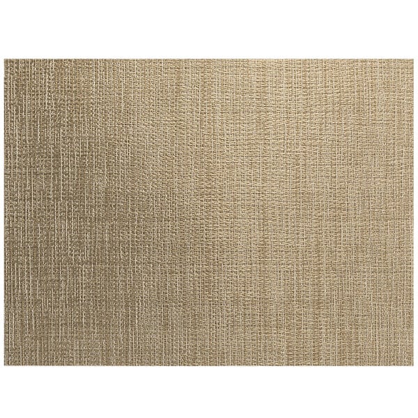 A tan woven vinyl rectangle placemat with a woven husk pattern.