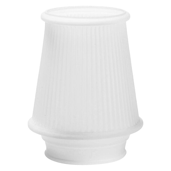 A white satin etch glass globe on a white background.