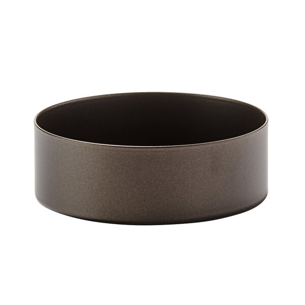 A round dark bronze metal base.