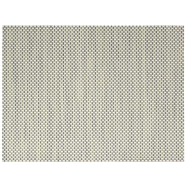 A sage woven vinyl rectangle placemat with a basketweave pattern.