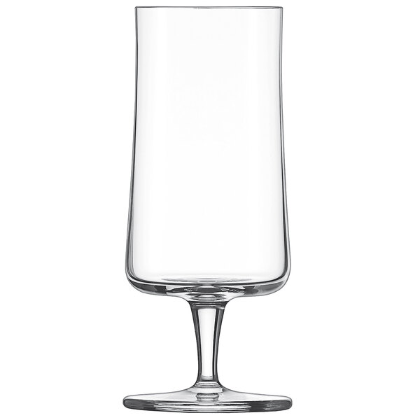 A Schott Zwiesel clear stemmed Pilsner glass on a white background.
