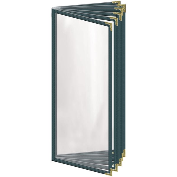 A green H. Risch, Inc. menu cover with gold decorative corners.