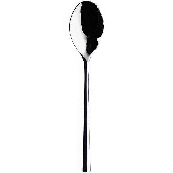 A Sola stainless steel spoon with a black handle.