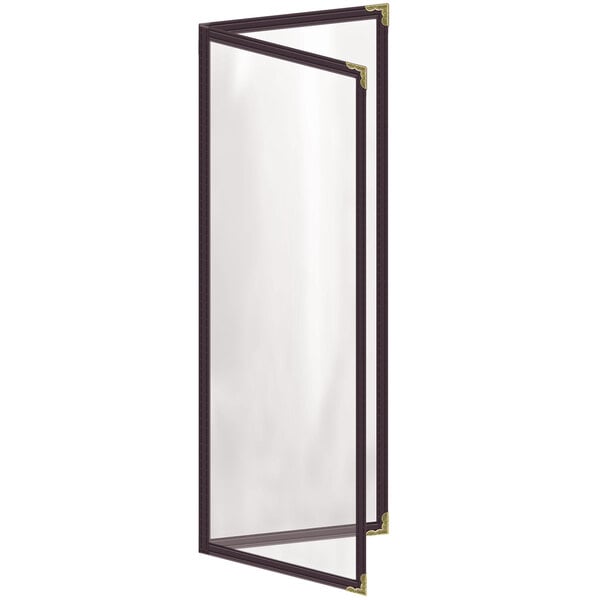 A glass door with a metal frame.
