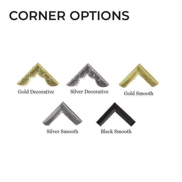 A H. Risch, Inc. blue vinyl menu cover with gold decorative corners on a counter.