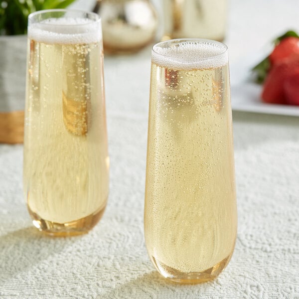 Visions 9 oz. Clear Plastic Stemless Champagne Flute - 64/Case