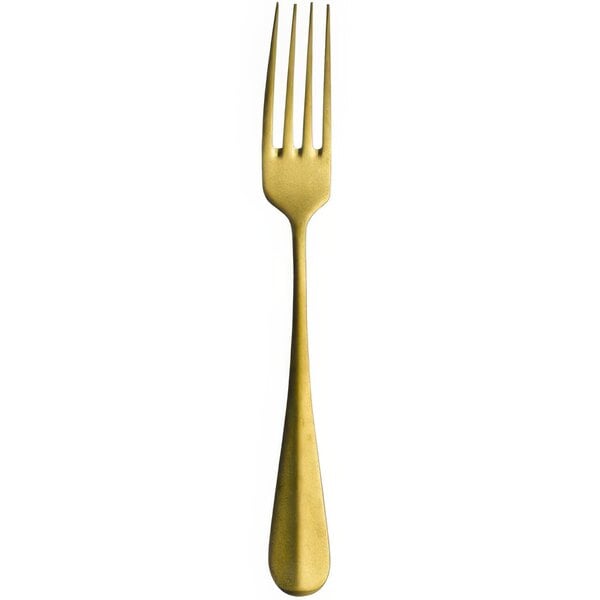 A Sola Baguette Vintage Gold stainless steel table fork with a gold handle.