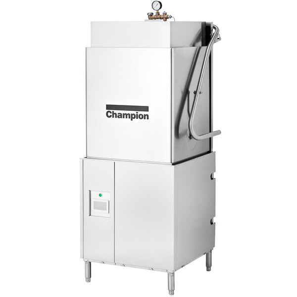 A Champion DH6000T door-type high temperature tall hood dishwashing machine.