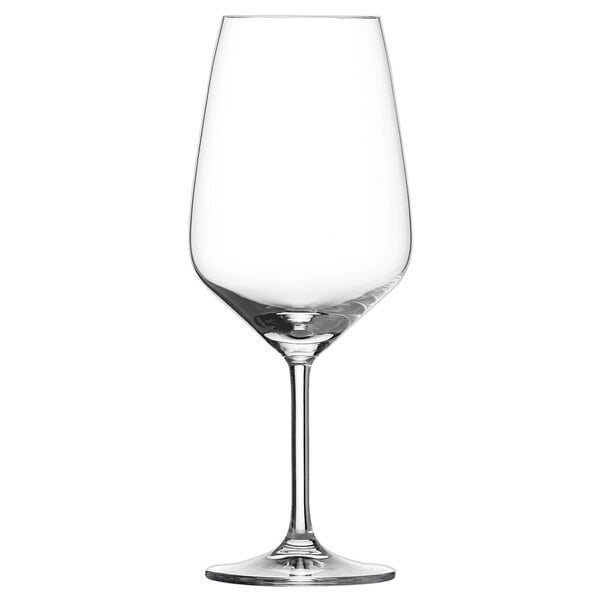 A clear Schott Zwiesel Bordeaux wine glass with a stem.