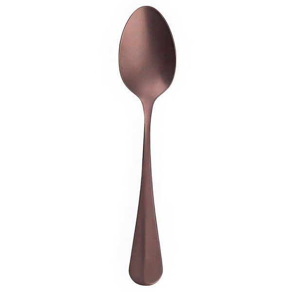 A Sola stainless steel coffee spoon with a brown handle and silver spoon bowl.