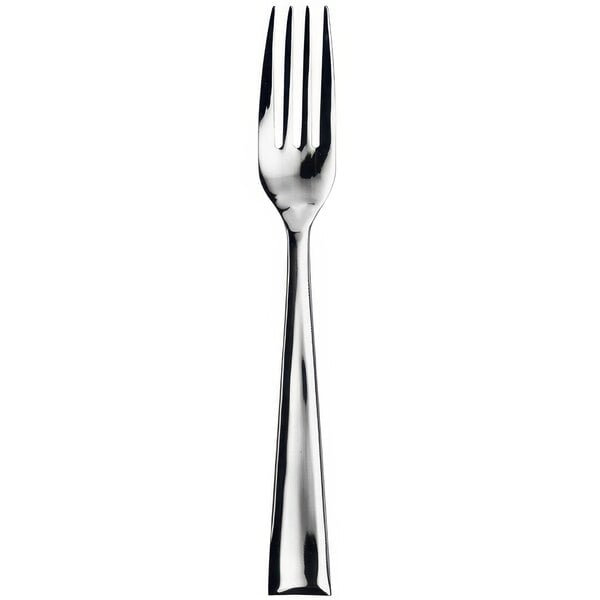 A close up of a Sola Alessandria stainless steel table fork with a silver handle.