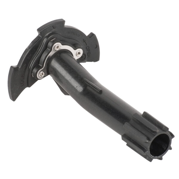 A black plastic disc stem with a metal nut.