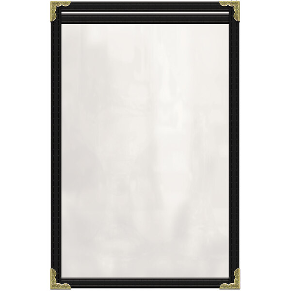 A black rectangular H. Risch, Inc. menu cover with a gold frame and gold decorative corners.
