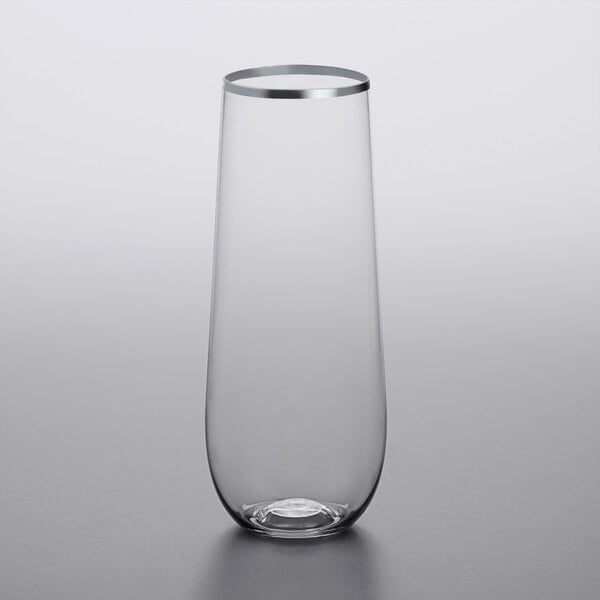 Visions 8 oz. Heavy Weight Clear Plastic Stemless Wine Glass - 64/Case