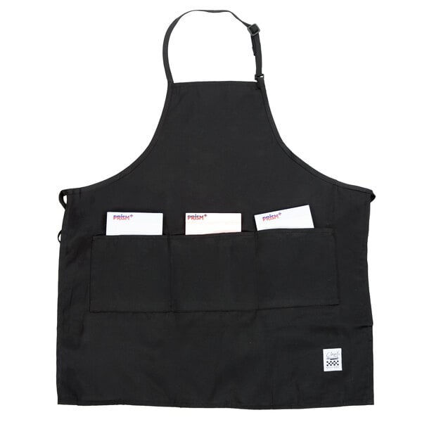 A black Chef Revival apron with a pocket.