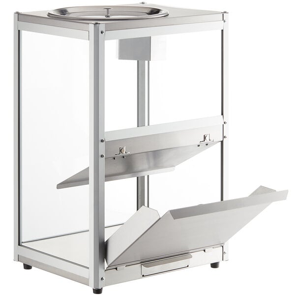 A silver Carnival King countertop warmer with a glass cover.