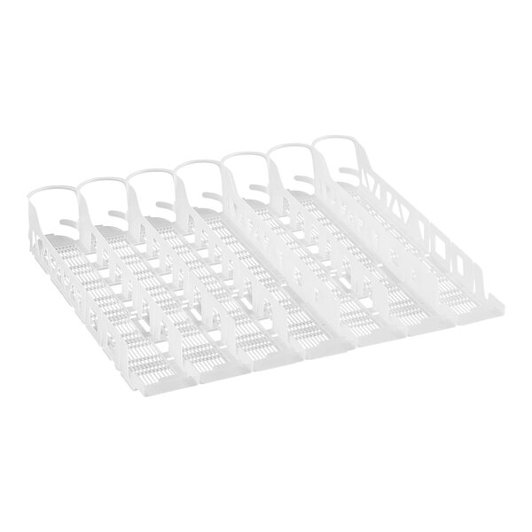 A white plastic tray with 7 lanes for 32 oz. bottles.