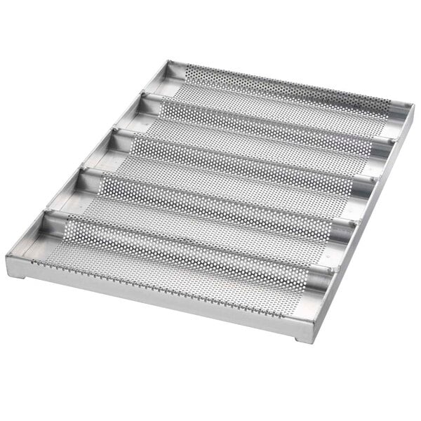 A Chicago Metallic aluminized steel half size bun pan with 5 molds.