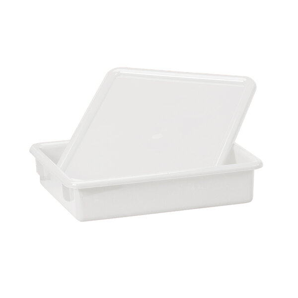 A white plastic paper tray for paper-tray storage units.