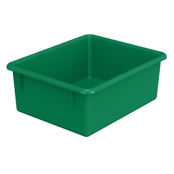 a green plastic container with a white background