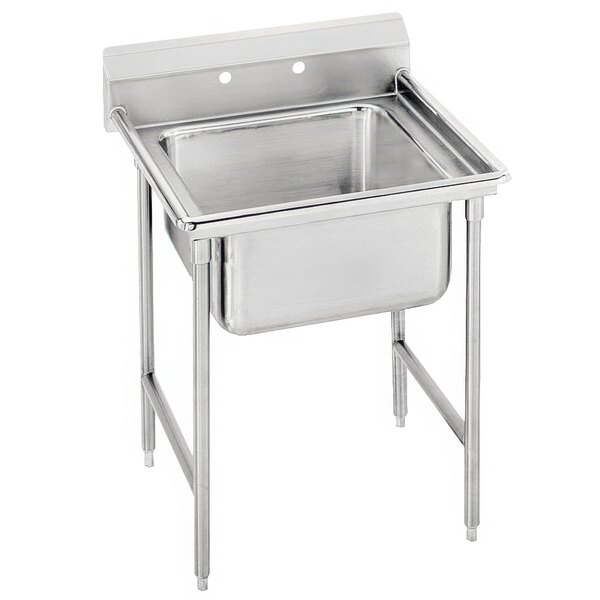 A stainless steel Advance Tabco Regaline one compartment sink on a counter.